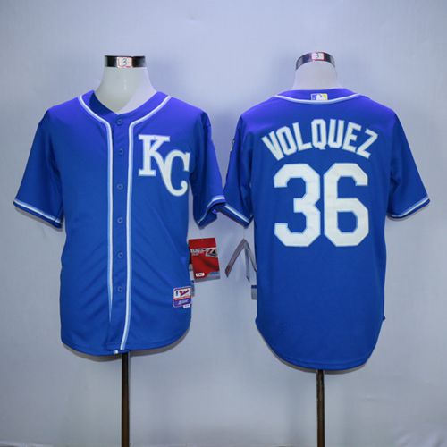 Royals #36 Edinson Volquez Blue Alternate 2 Cool Base Stitched MLB Jersey
